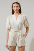 Mora Linen Cerry Pleated Top